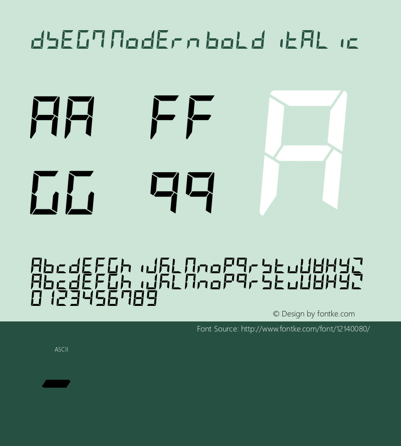 DSEG7 Modern Bold Italic Version 0.2图片样张