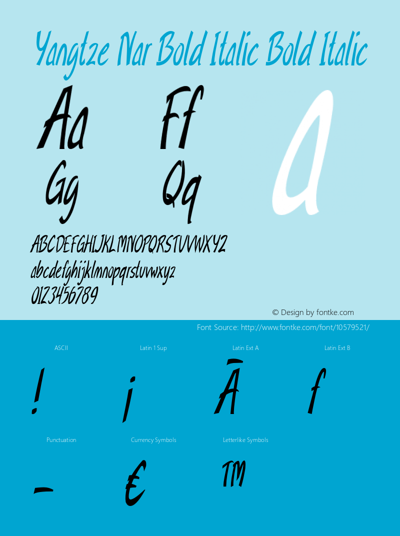 Yangtze Nar Bold Italic Bold Italic Version 1.500图片样张