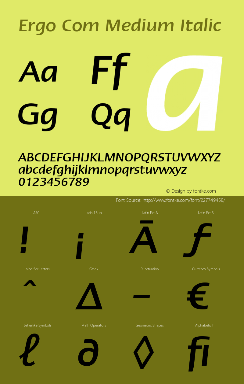 Linotype Ergo Com Medium Italic Version 2.01图片样张