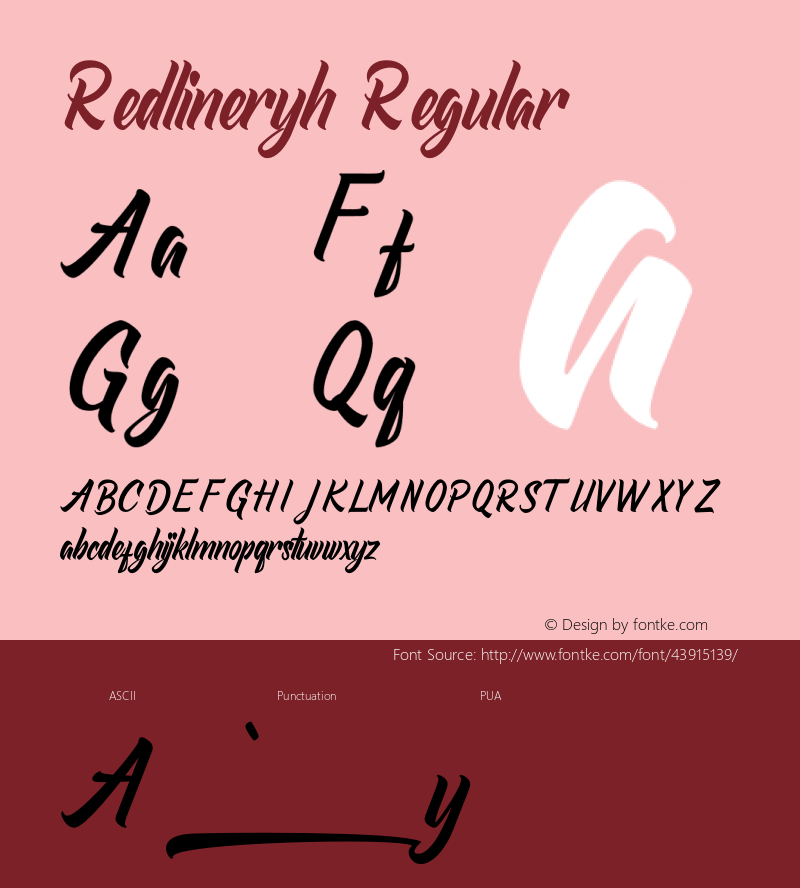 Redlineryh Version 1.00;November 11, 2019;FontCreator 11.5.0.2422 64-bit图片样张