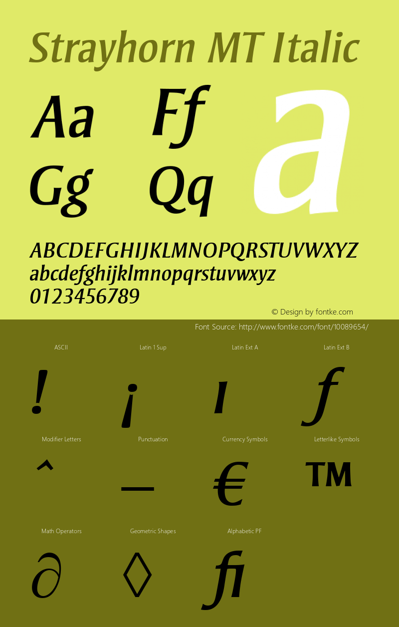 Strayhorn MT Italic Version 1.00 - December 2000图片样张