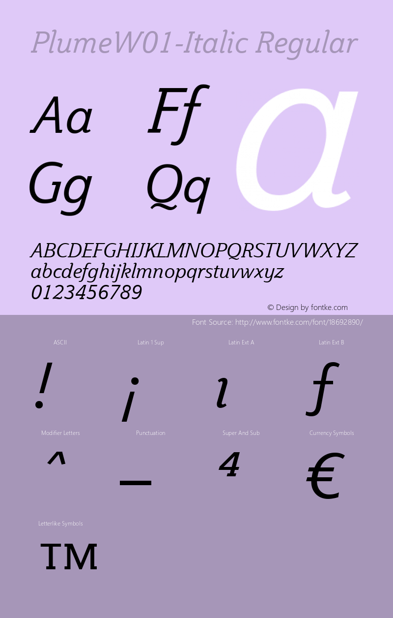 PlumeW01-Italic Regular Version 1.11图片样张