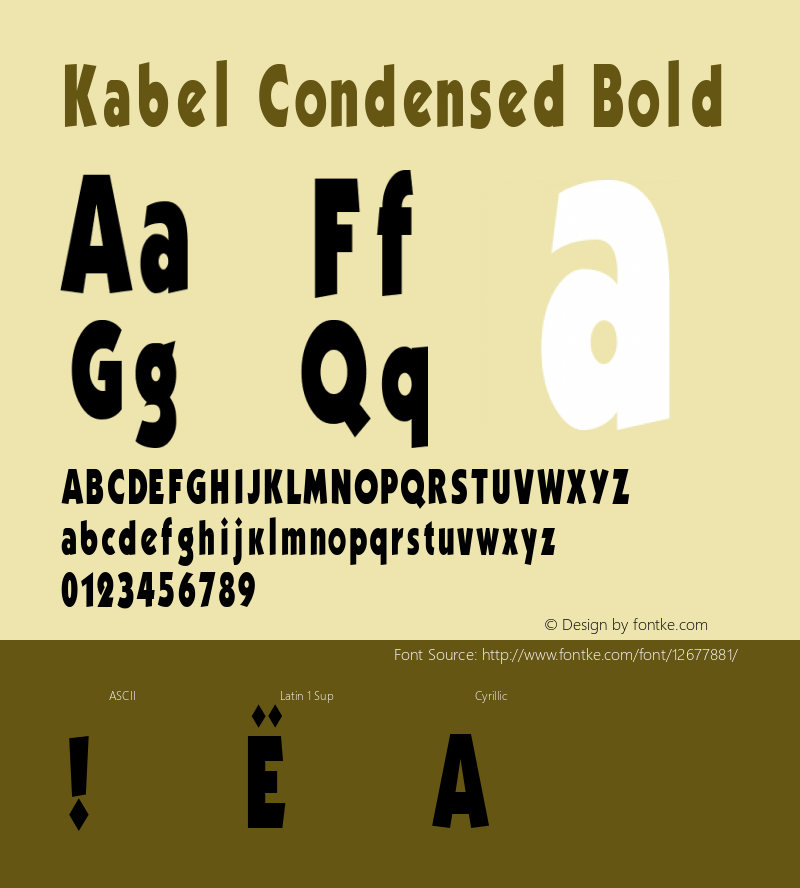 Kabel Condensed Bold 1.0 Fri Jun 18 08:58:51 1993图片样张