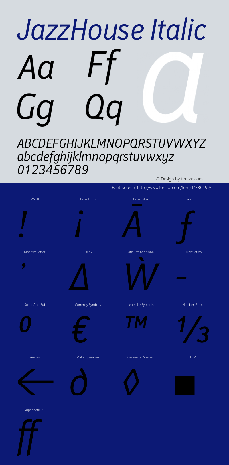 JazzHouse Italic Version 1.002图片样张