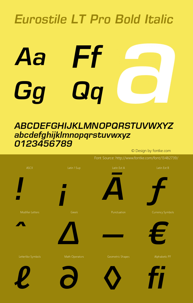 Eurostile LT Pro Bold Italic Version 1.000;PS 001.000;hotconv 1.0.38图片样张