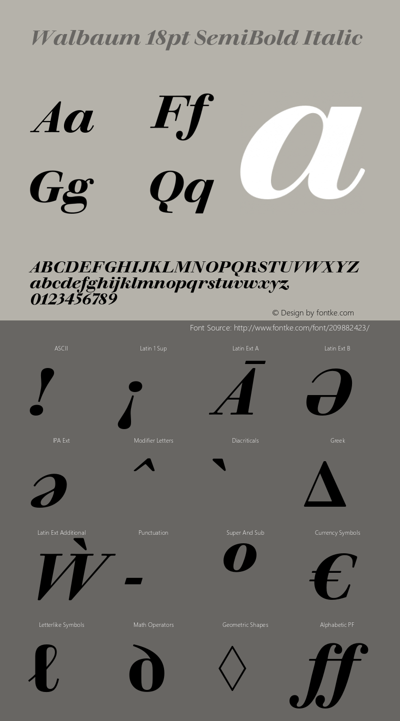 Walbaum 18pt SemiBold Italic Version 1.01, build 5, s3图片样张