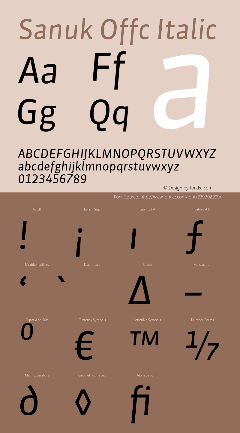 Sanuk Offc Italic Version 7.504; 2010; Build 1021图片样张