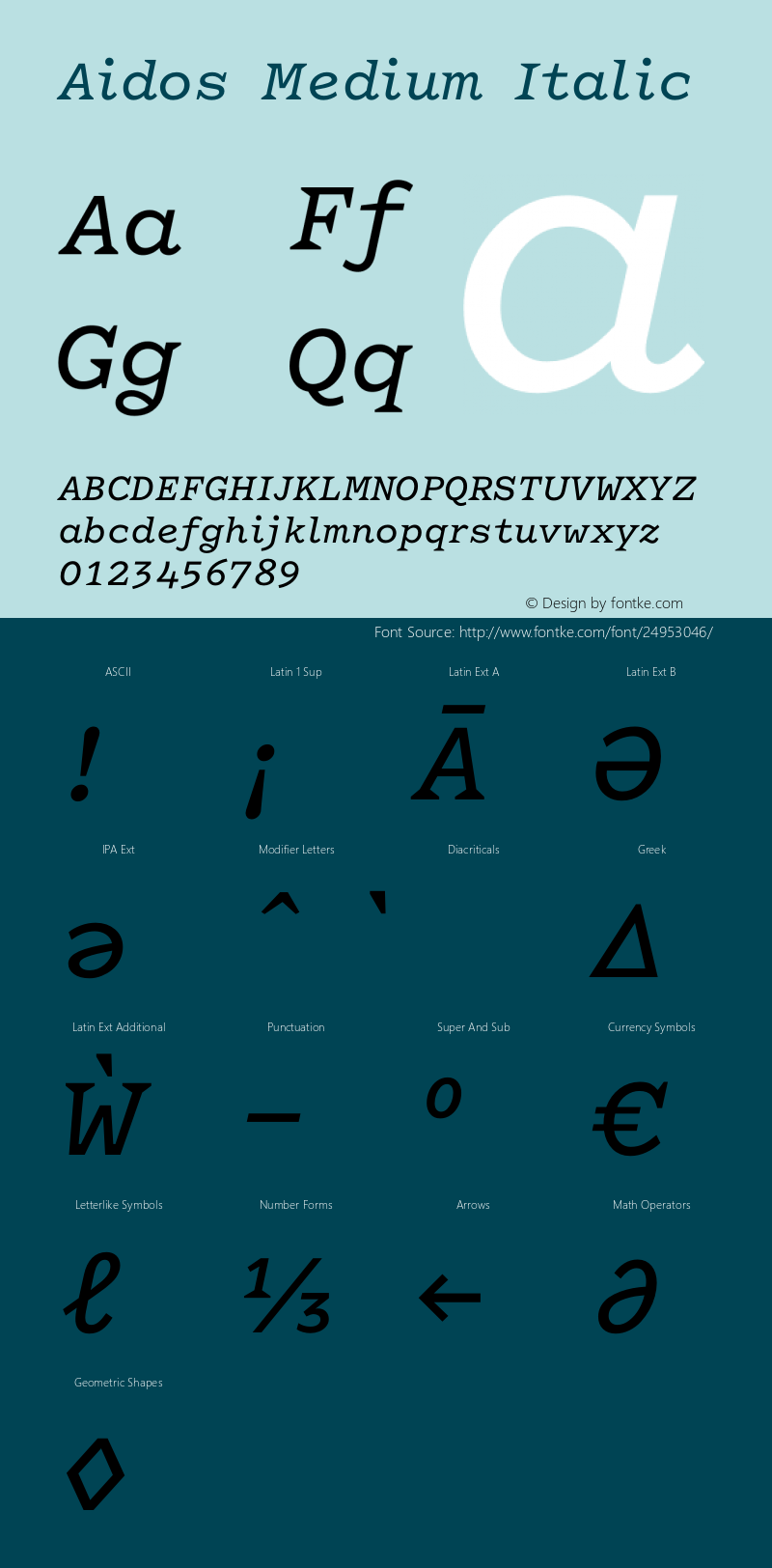 Aidos-MediumItalic Regular Version 4.087图片样张