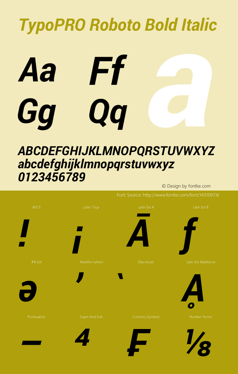TypoPRO Roboto Bold Italic Version 1.200310; 2013图片样张