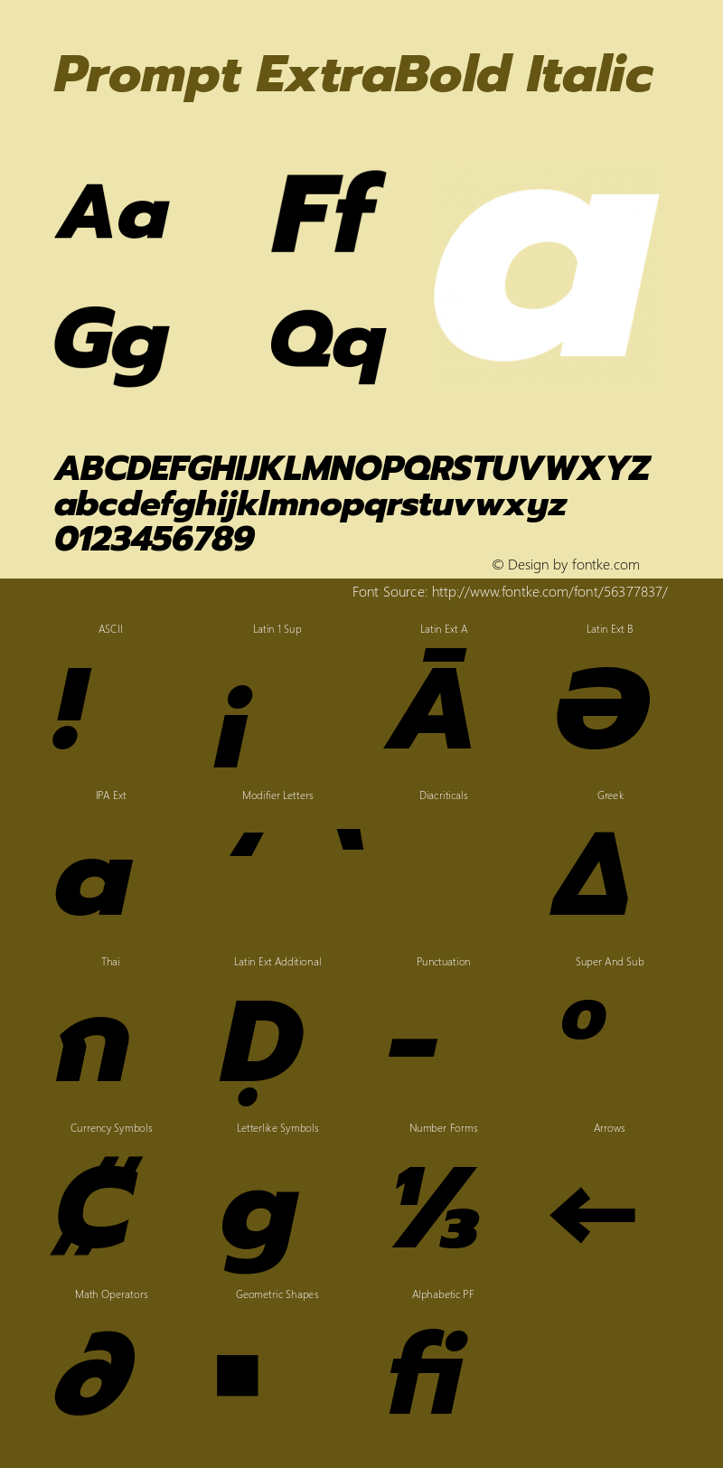 Prompt ExtraBold Italic Version 1.000图片样张