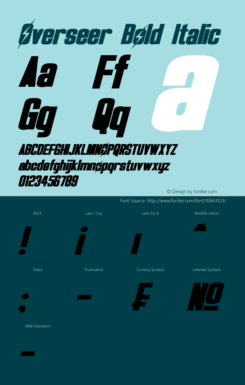 Overseer Bold Italic Version 1.60 January 24, 2015图片样张