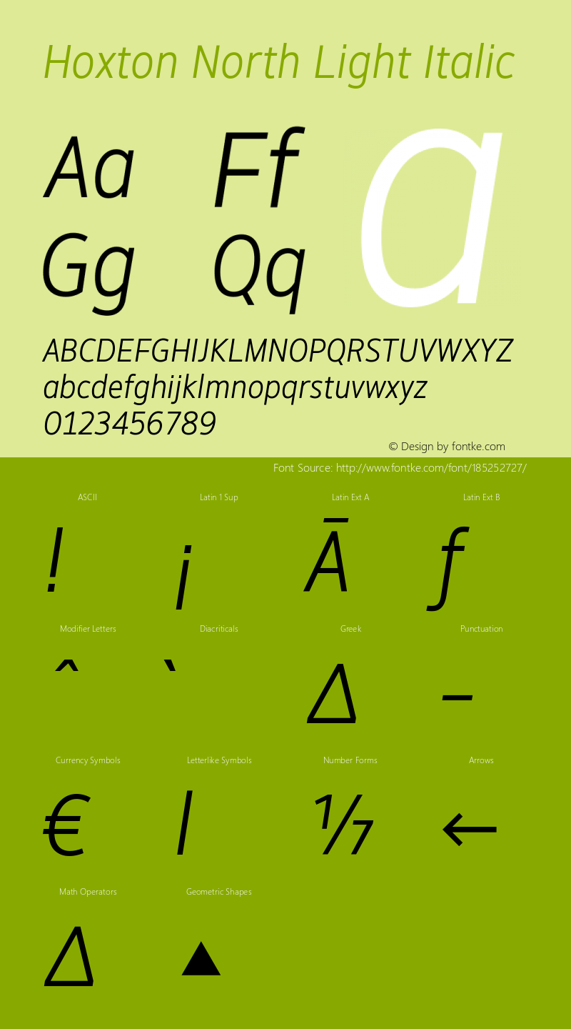 HoxtonNorth-LightItalic Version 1.20图片样张