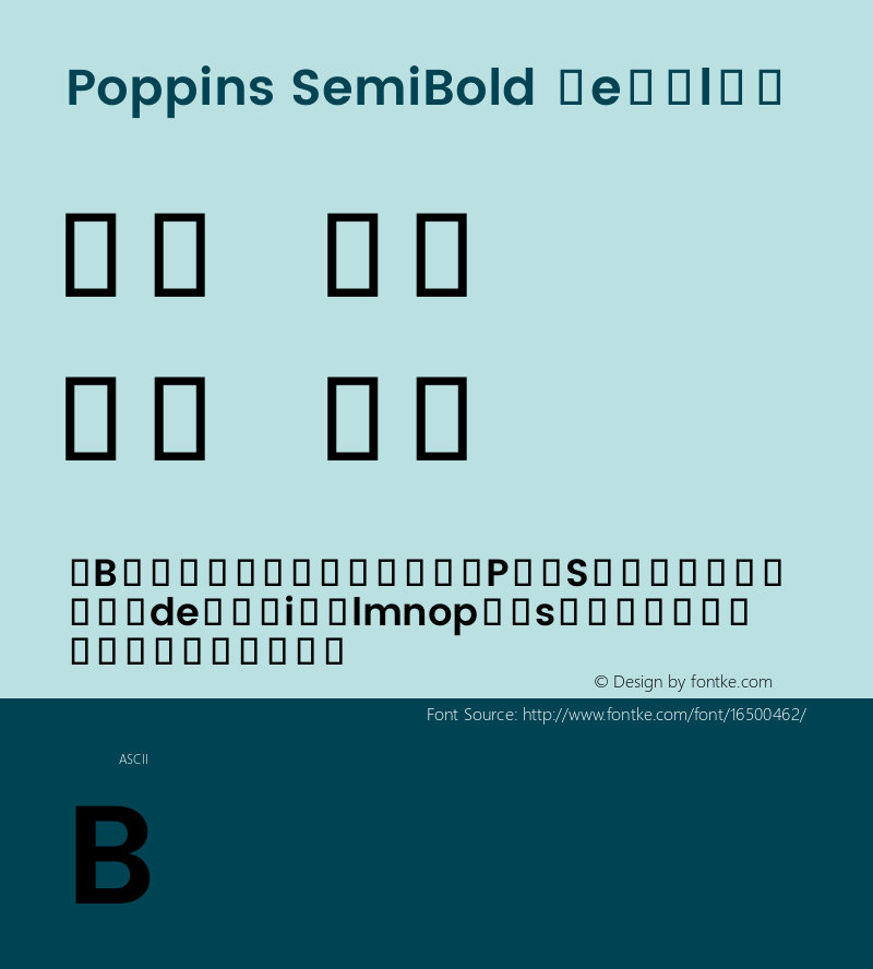Poppins SemiBold Regular Version 2.000;PS 1.0;hotconv 1.0.79;makeotf.lib2.5.61930; ttfautohint (v1.3)图片样张