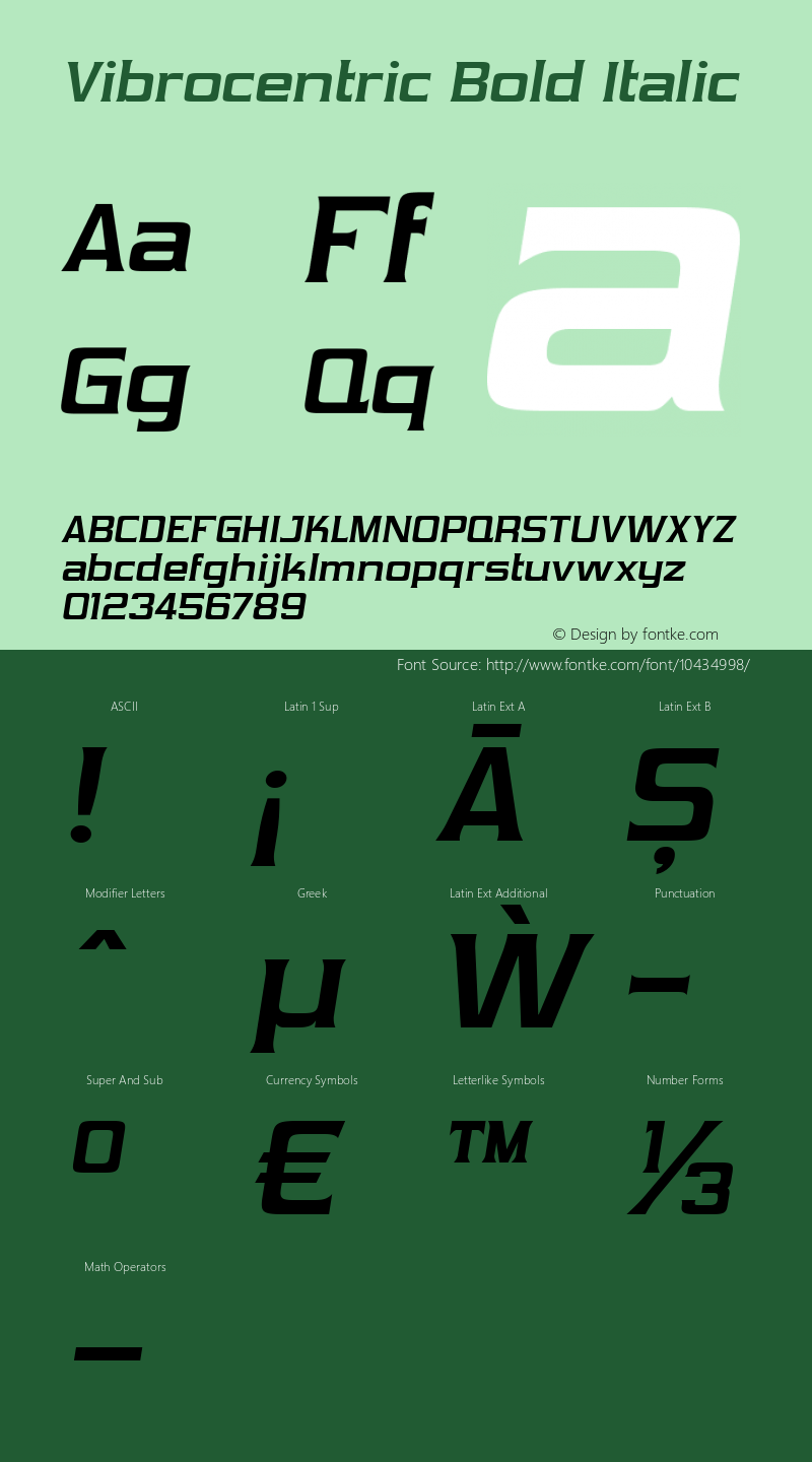 Vibrocentric Bold Italic Version 4.000图片样张