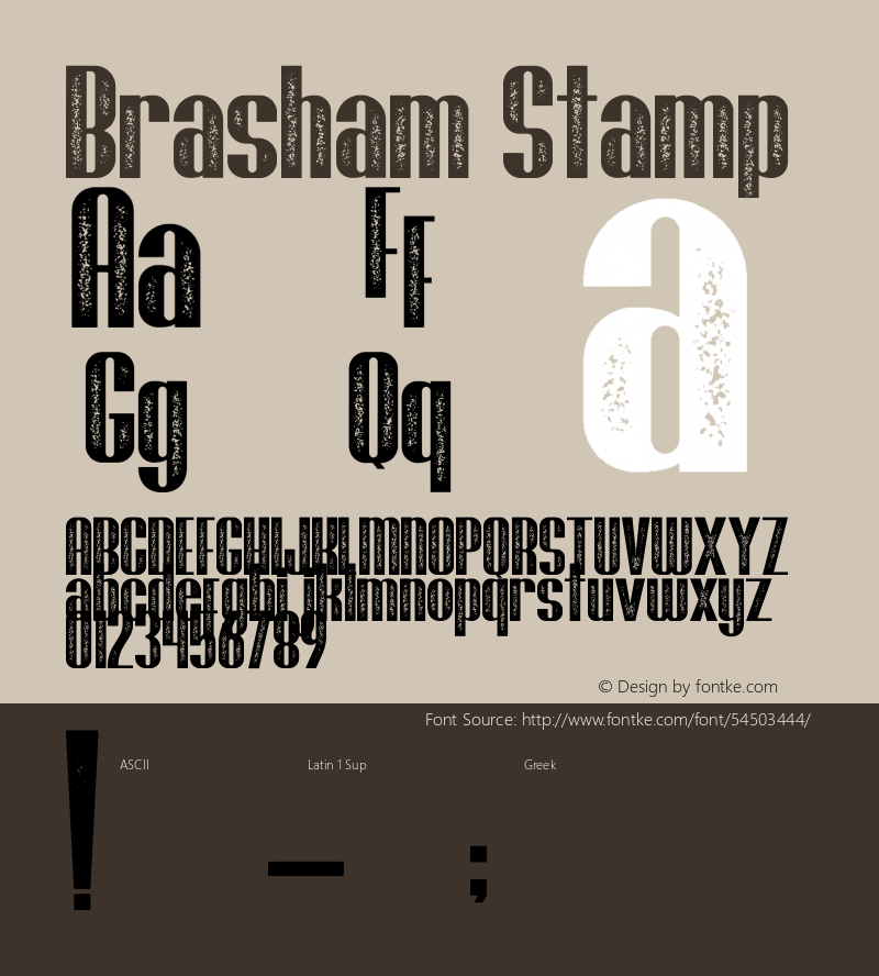 Brasham Stamp Demo Stamp Version 1.00;January 22, 2020;FontCreator 12.0.0.2535 64-bit图片样张