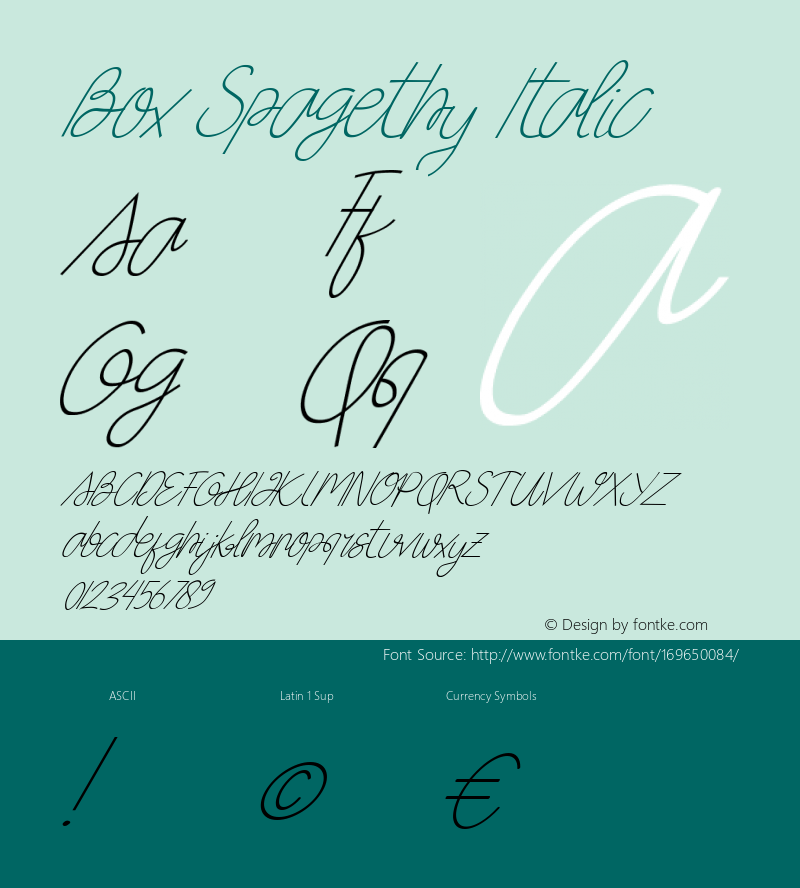 Box Spagethy Italic Version 1.00;November 26, 2020;FontCreator 12.0.0.2563 64-bit图片样张