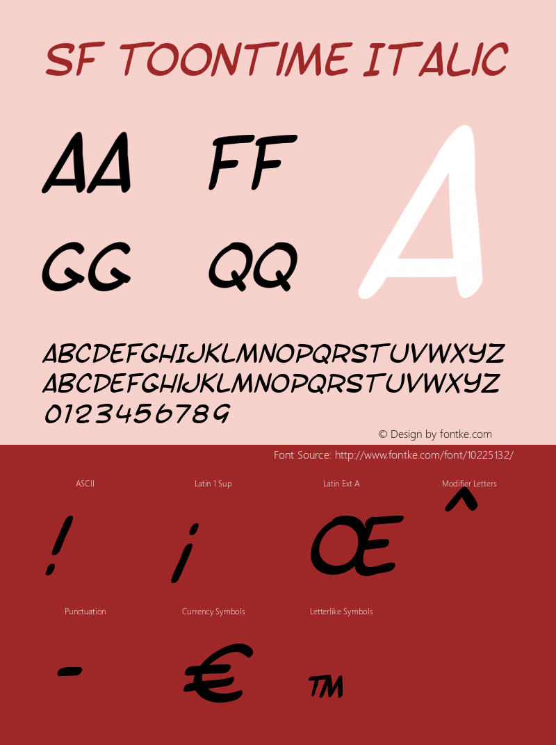 SF Toontime Italic Version 1.1图片样张