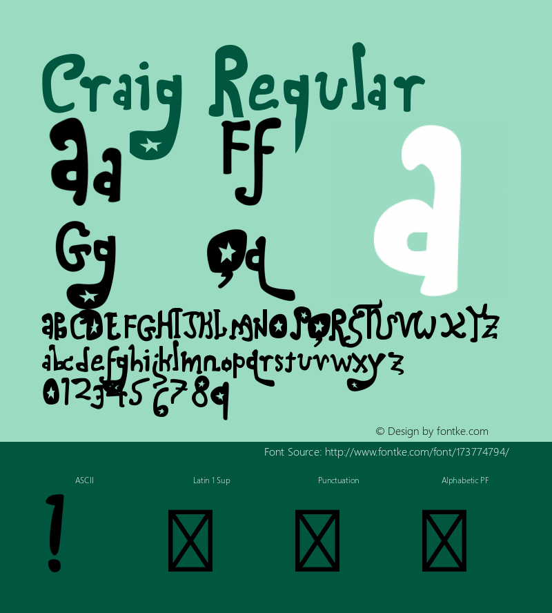 Craig-Regular Version 1.001;PS 001.001;hotconv 1.0.56;makeotf.lib2.0.21325图片样张