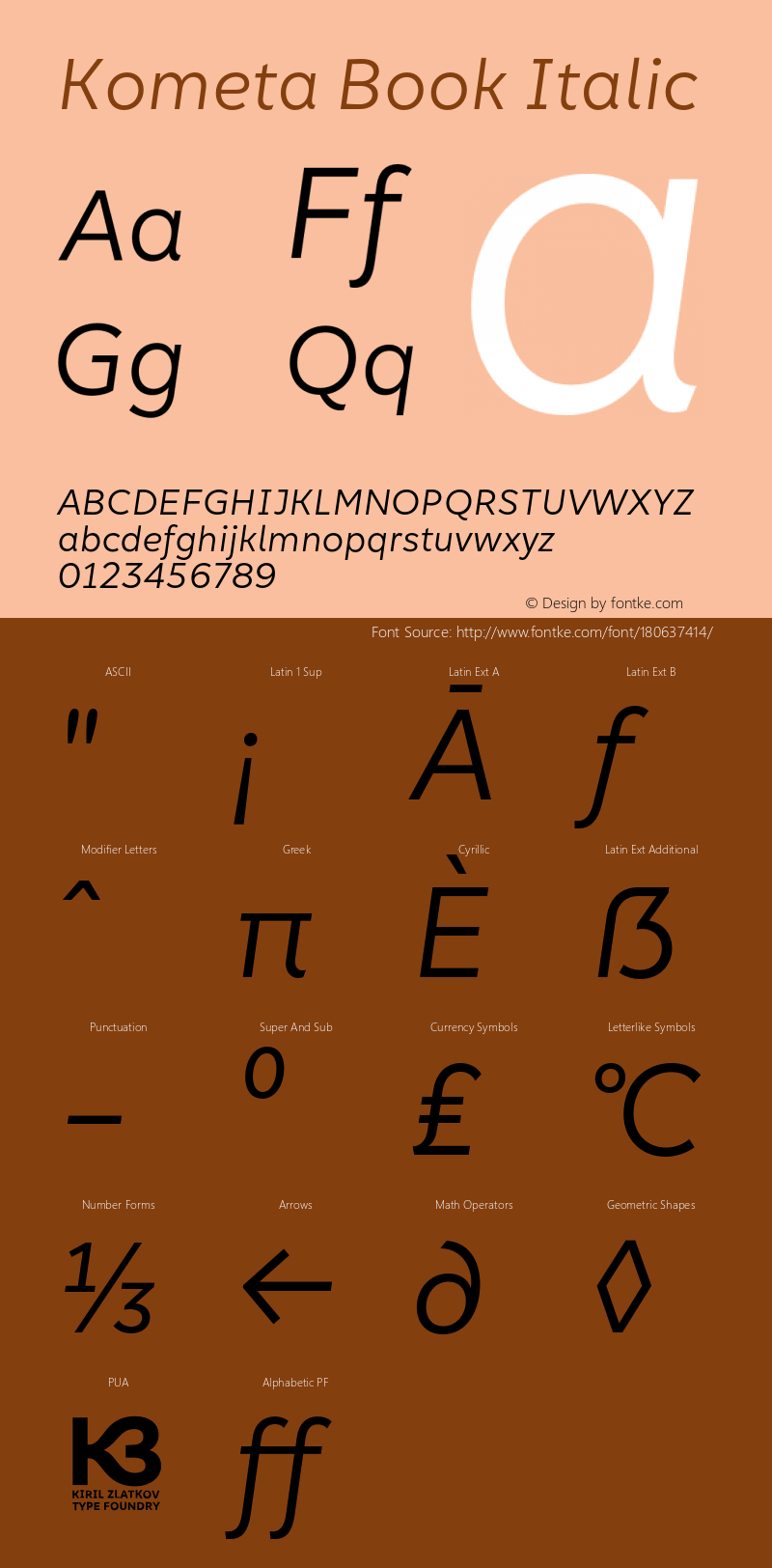 Kometa-BookItalic Version 1.790图片样张