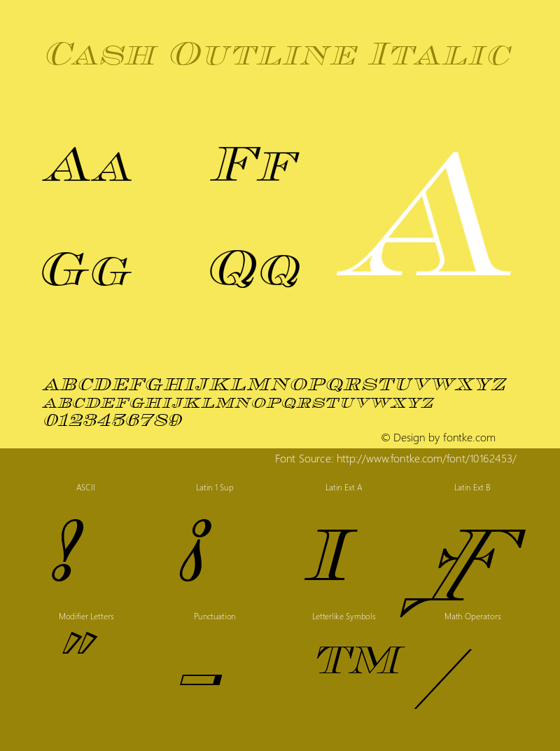 Cash Outline Italic Rev. 001.000图片样张