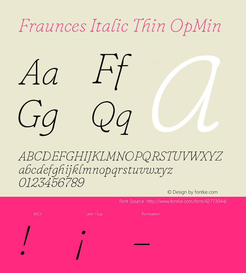 Fraunces Italic Thin OpMin Version 0.000图片样张