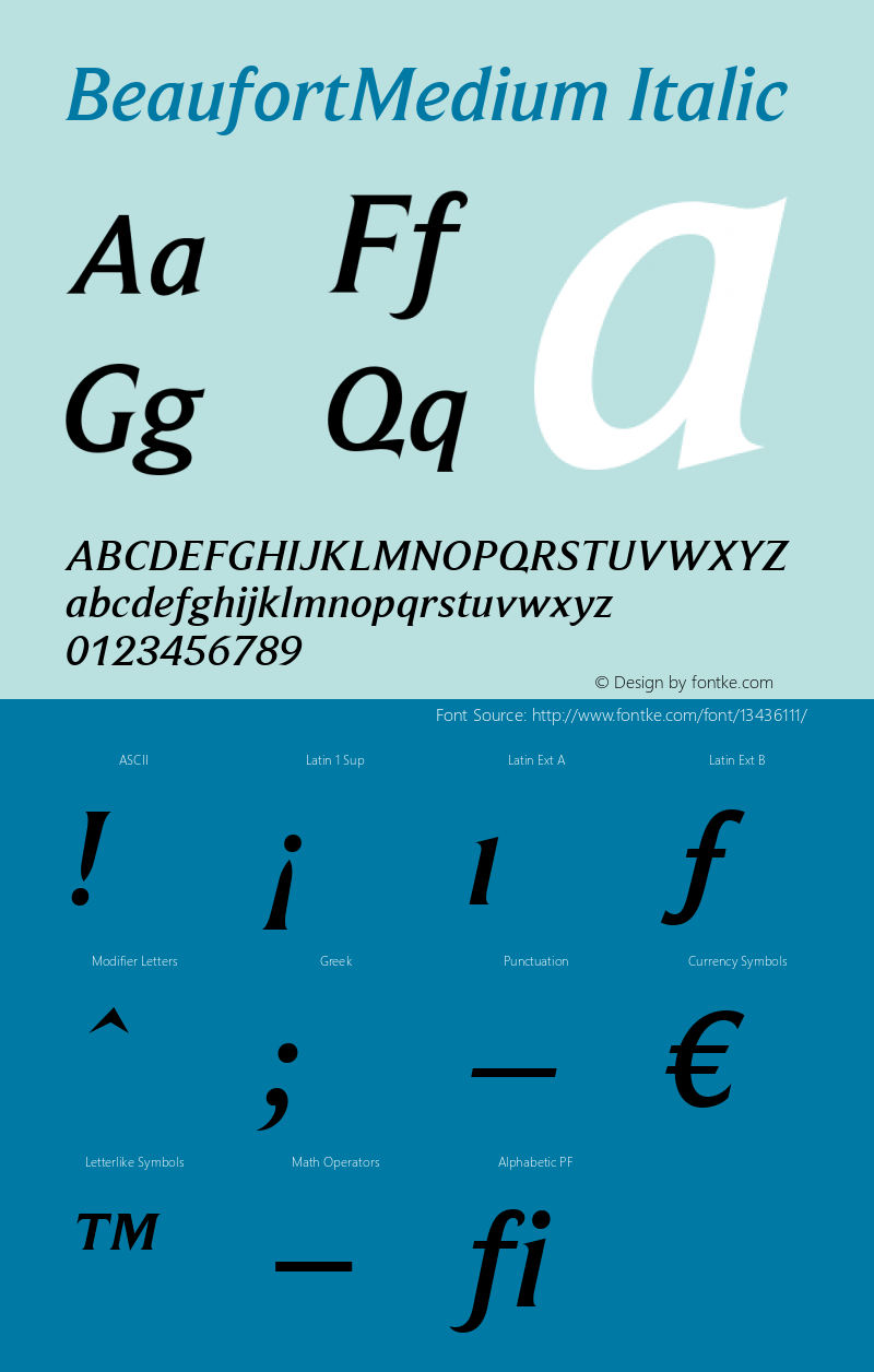 BeaufortMedium Italic Version 001.000图片样张