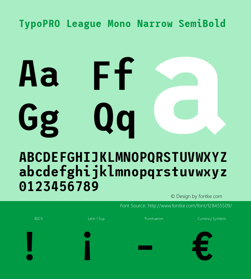 TypoPRO League Mono Narrow SemiBold Version 2.220;RELEASE图片样张