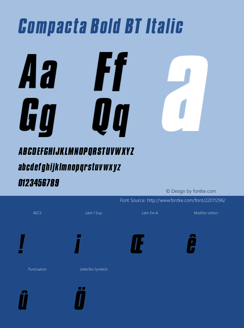 Compacta Bold BT Italic V1.00图片样张