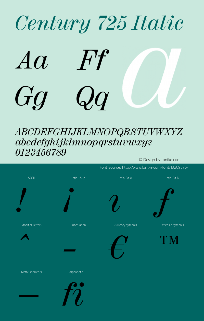 Century 725 Italic Version 003.001图片样张