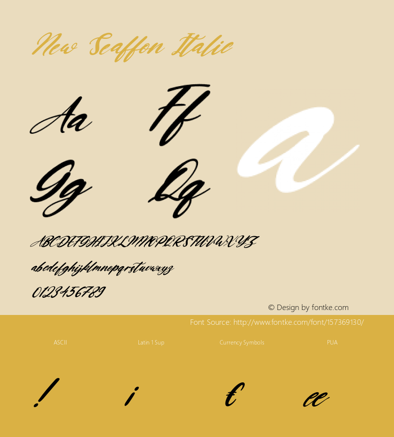 New Seaffon Italic Version 1.00;November 26, 2020;FontCreator 12.0.0.2563 64-bit图片样张