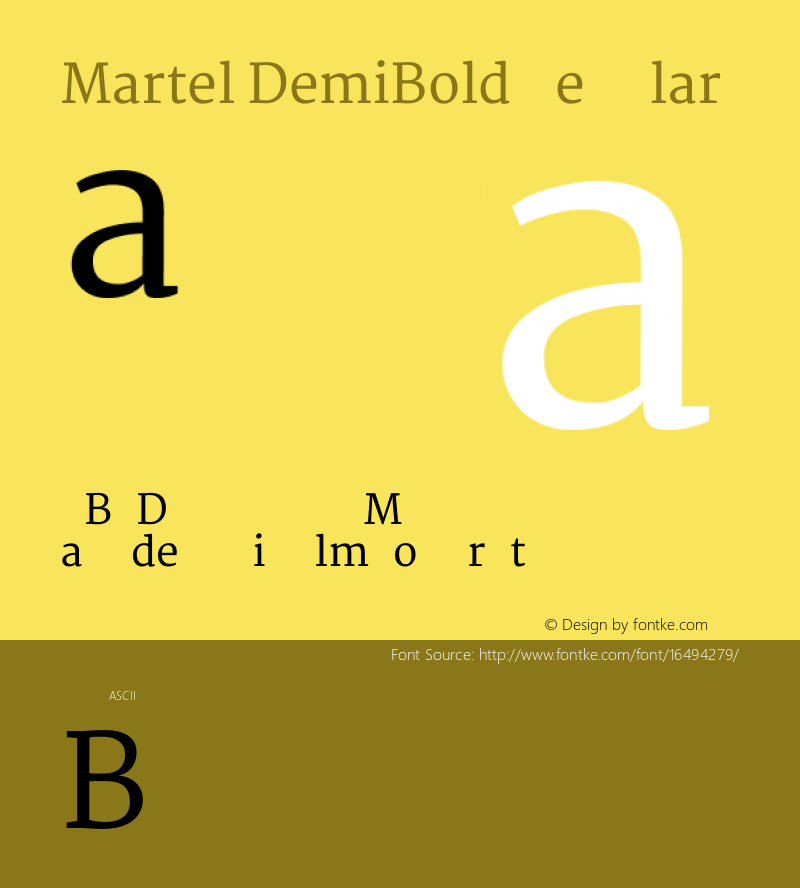 Martel DemiBold Regular Version 1.001; ttfautohint (v1.1) -l 5 -r 5 -G 72 -x 0 -D latn -f none -w gGD -W -c图片样张