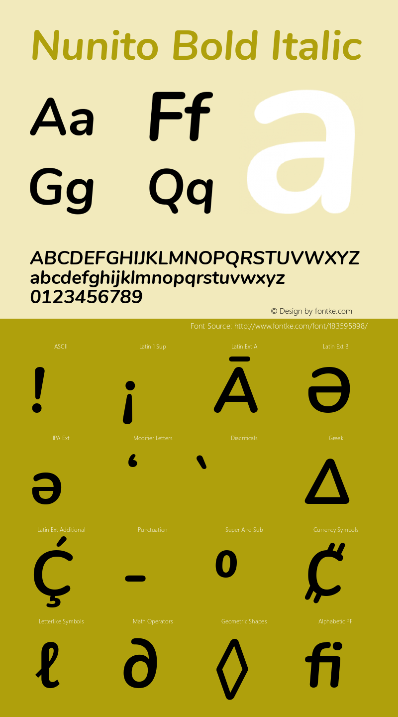 Nunito Bold Italic Version 3.000图片样张