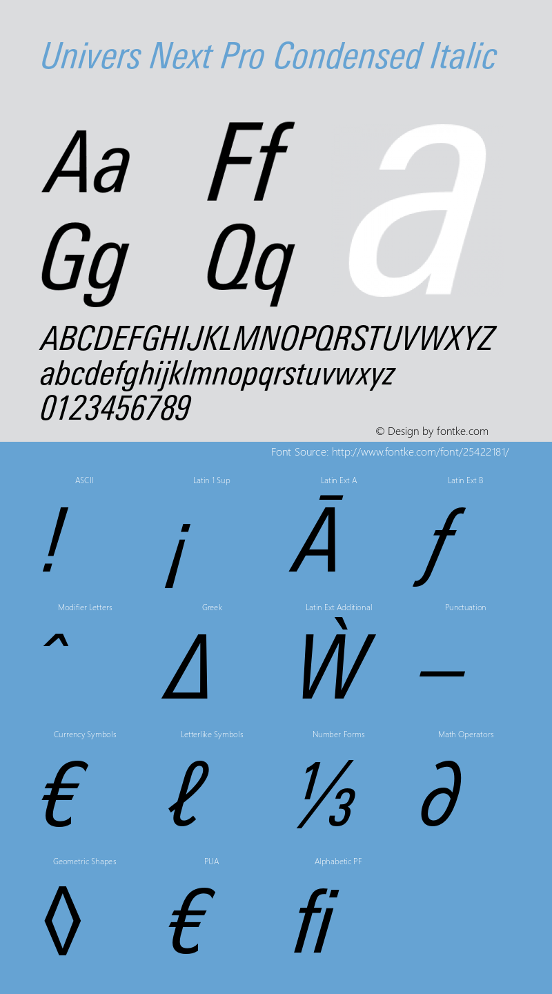 UniversNextPro-CondItalic Version 1.00图片样张