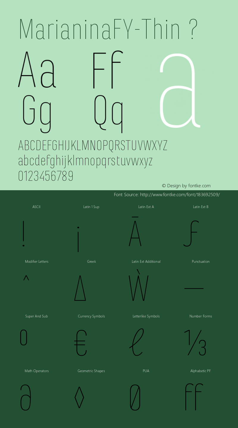 MarianinaFY-Thin Version 1.000;com.myfonts.fontyou.marianina-fy.thin.wfkit2.44xb图片样张