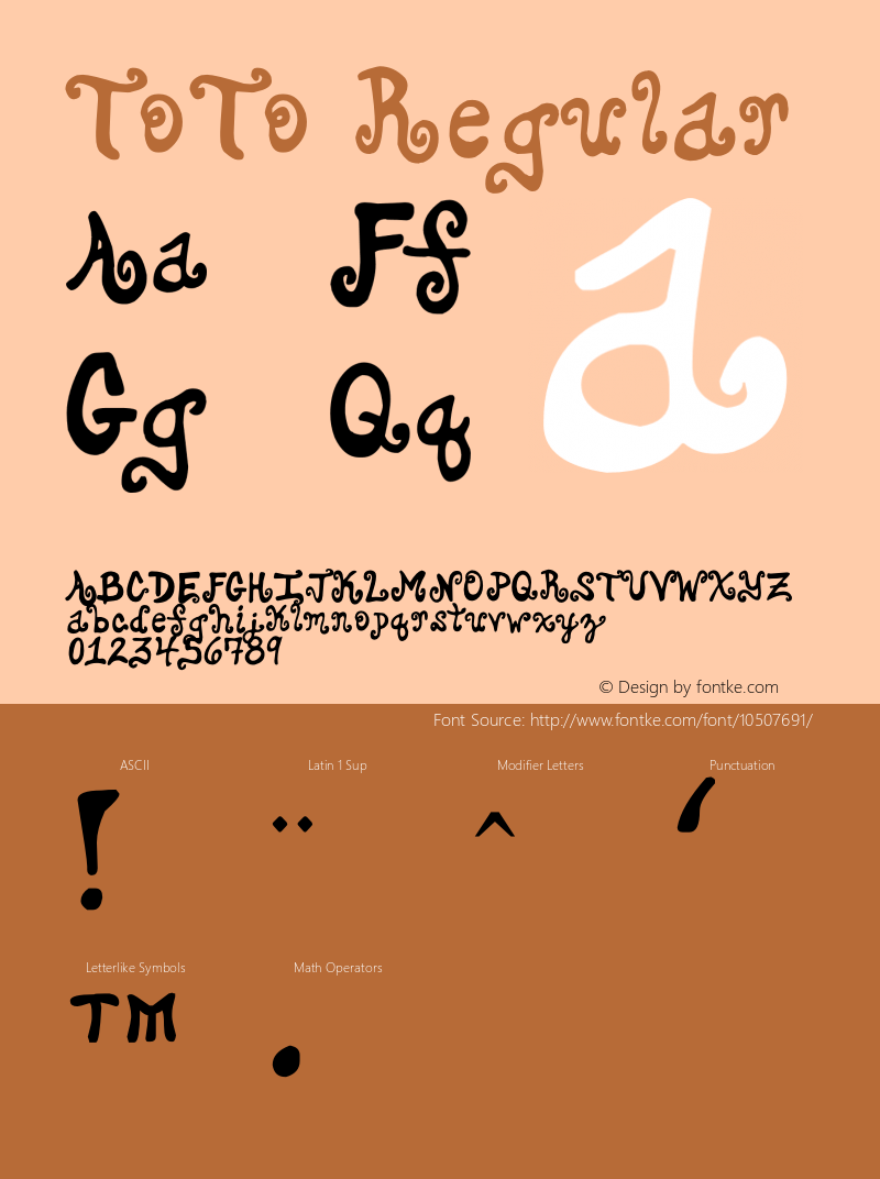 ToTo Regular Version 1.00 August 19, 2013, initial release, www.yourfonts.com图片样张