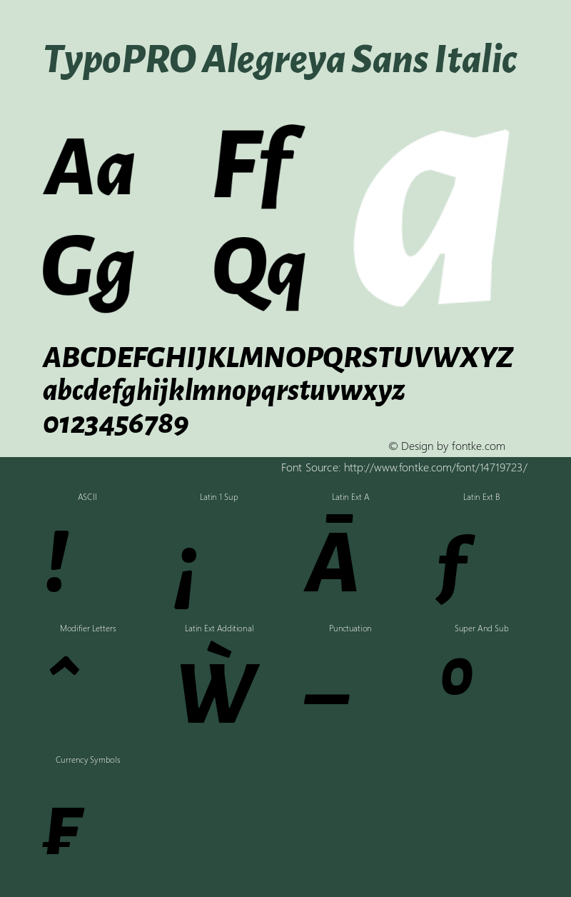 TypoPRO Alegreya Sans Italic Version 1.000;PS 001.000;hotconv 1.0.70;makeotf.lib2.5.58329 DEVELOPMENT图片样张