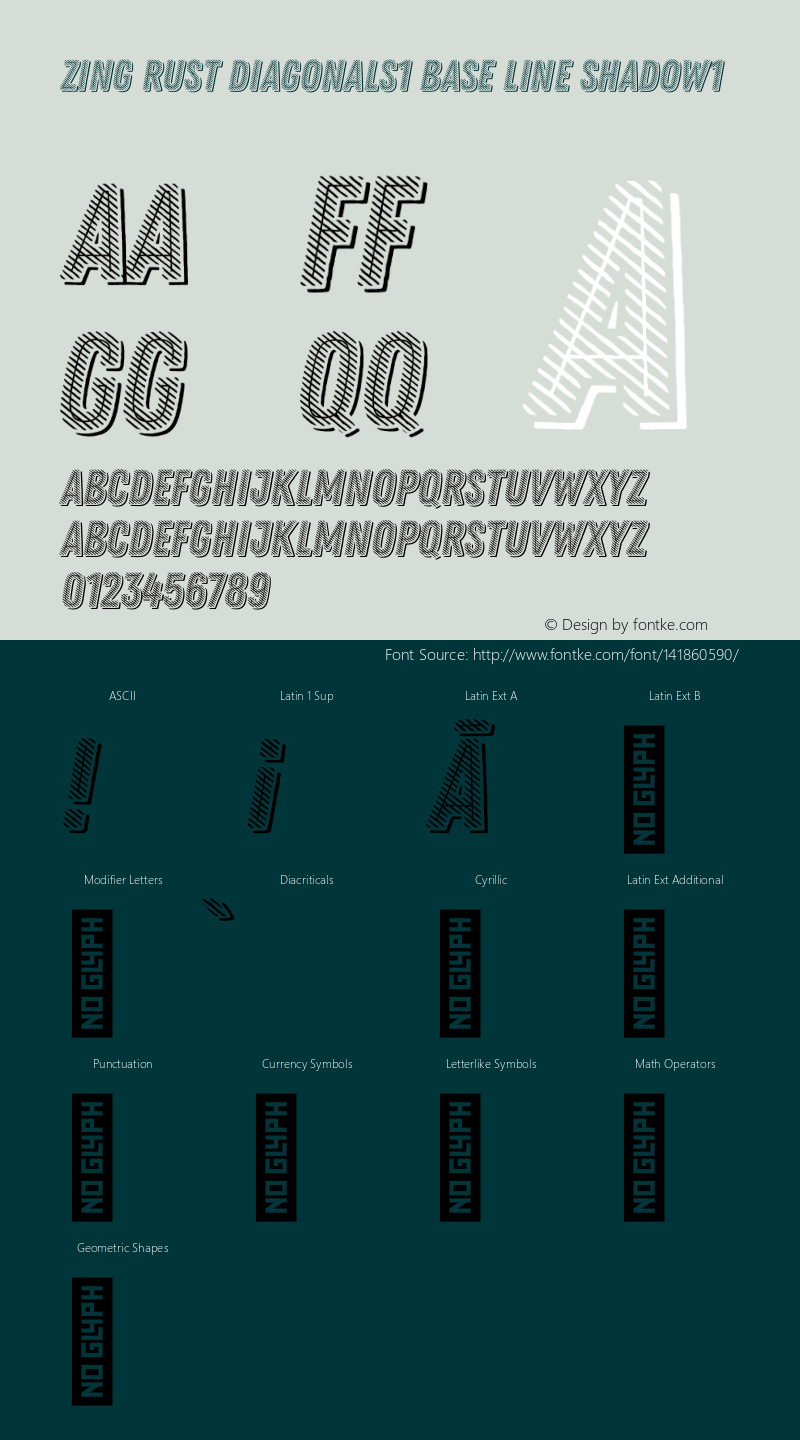 Zing Rust Diagonals1 Base Line Shadow1 Version 1.000;PS 001.000;hotconv 1.0.88;makeotf.lib2.5.64775图片样张