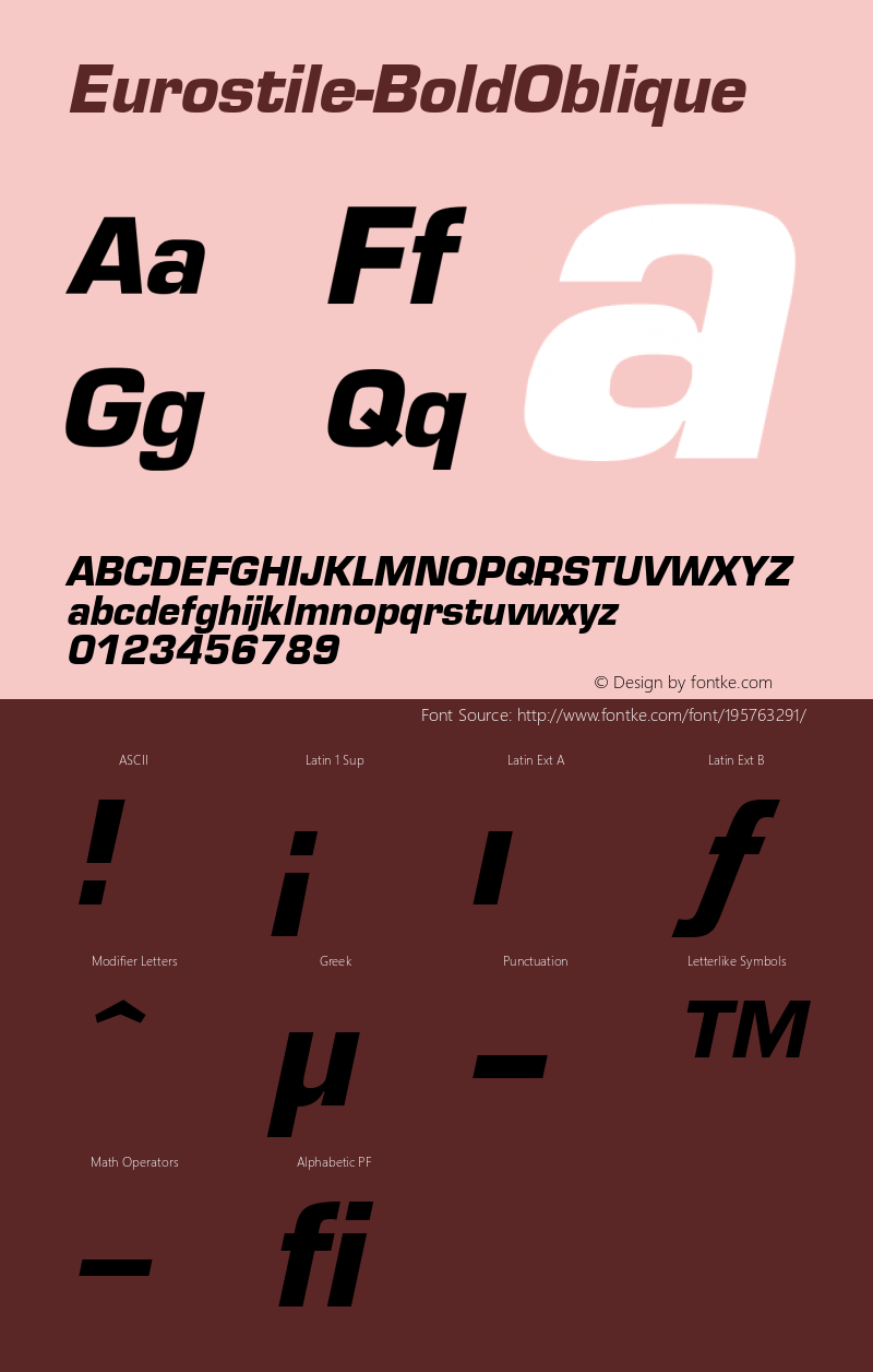 ☞Eurostile Bold Oblique Version 001.001 ;com.myfonts.easy.mti.eurostile.bold-oblique.wfkit2.version.tdc图片样张