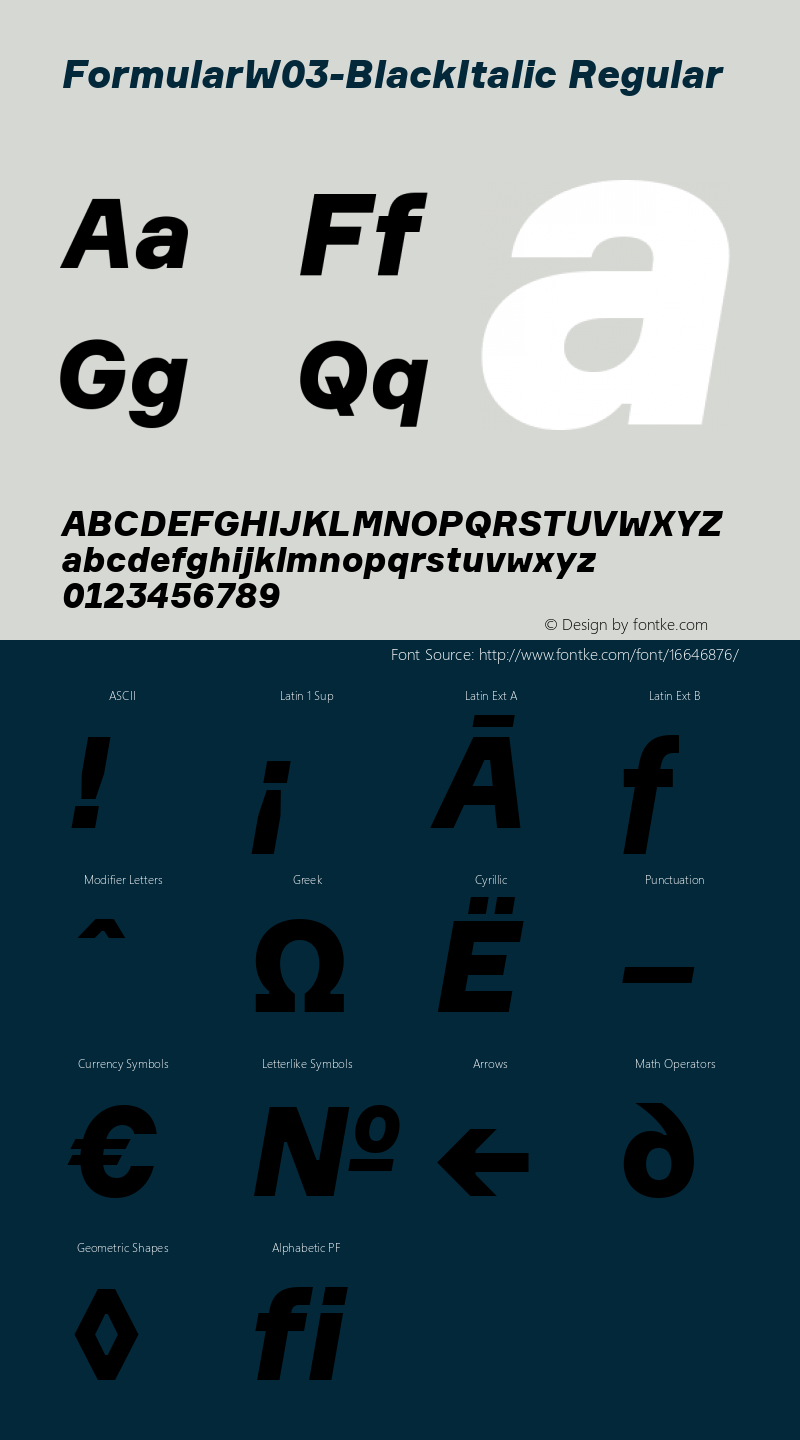 FormularW03-BlackItalic Regular Version 1.10图片样张