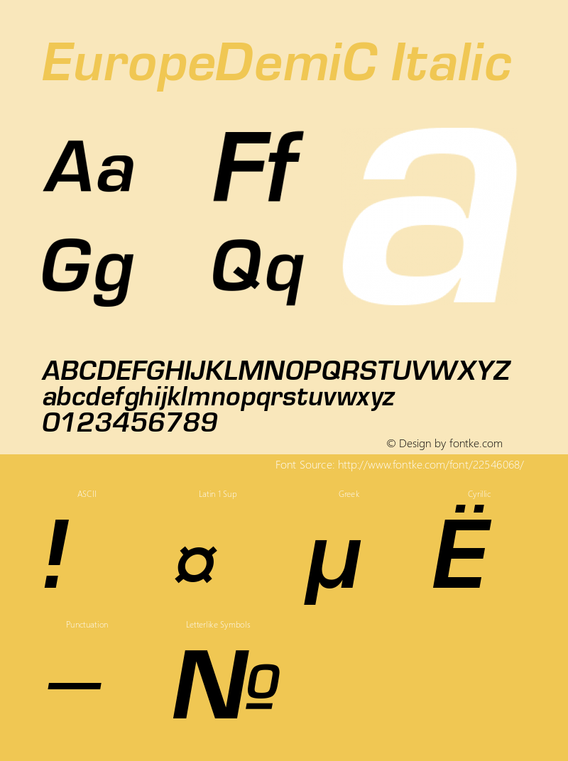 EuropeDemiC Italic Version 004.001图片样张