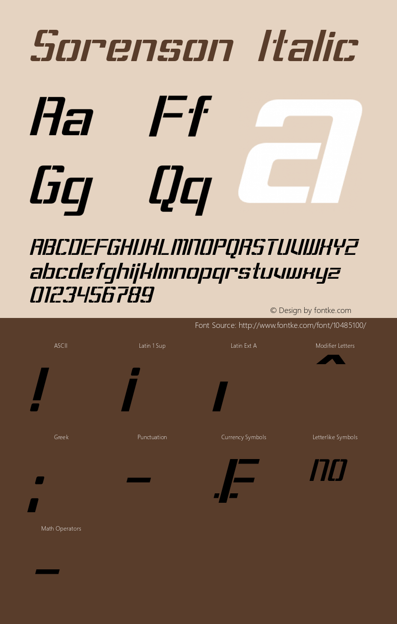 Sorenson Italic Version 1.00 May 14, 2013, initial release图片样张