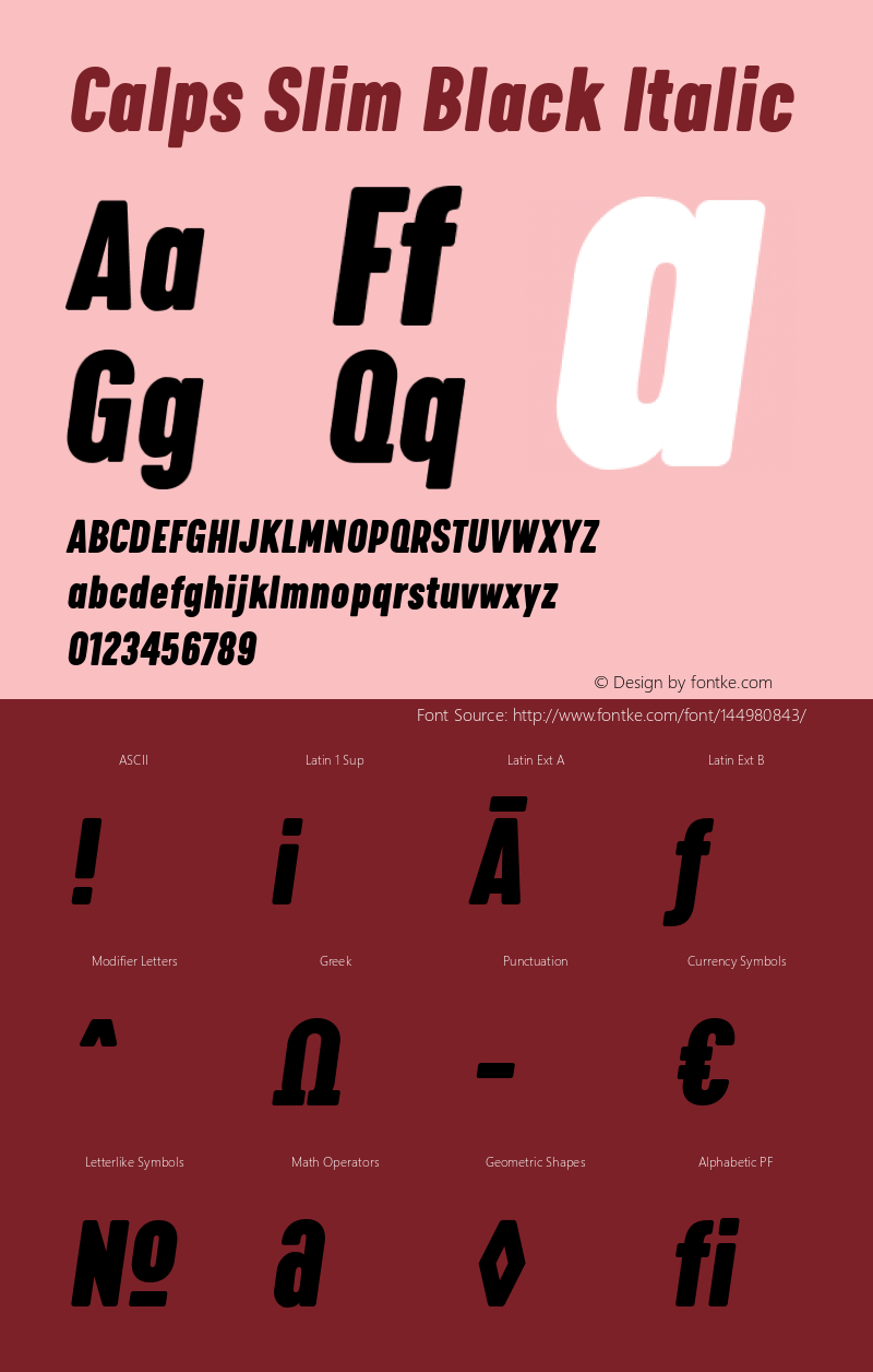 Calps Slim Black Italic Version 1.000图片样张