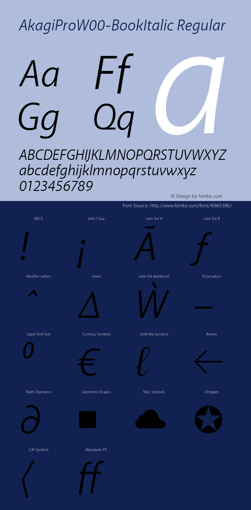 AkagiProW00-BookItalic Regular Version 1.00图片样张