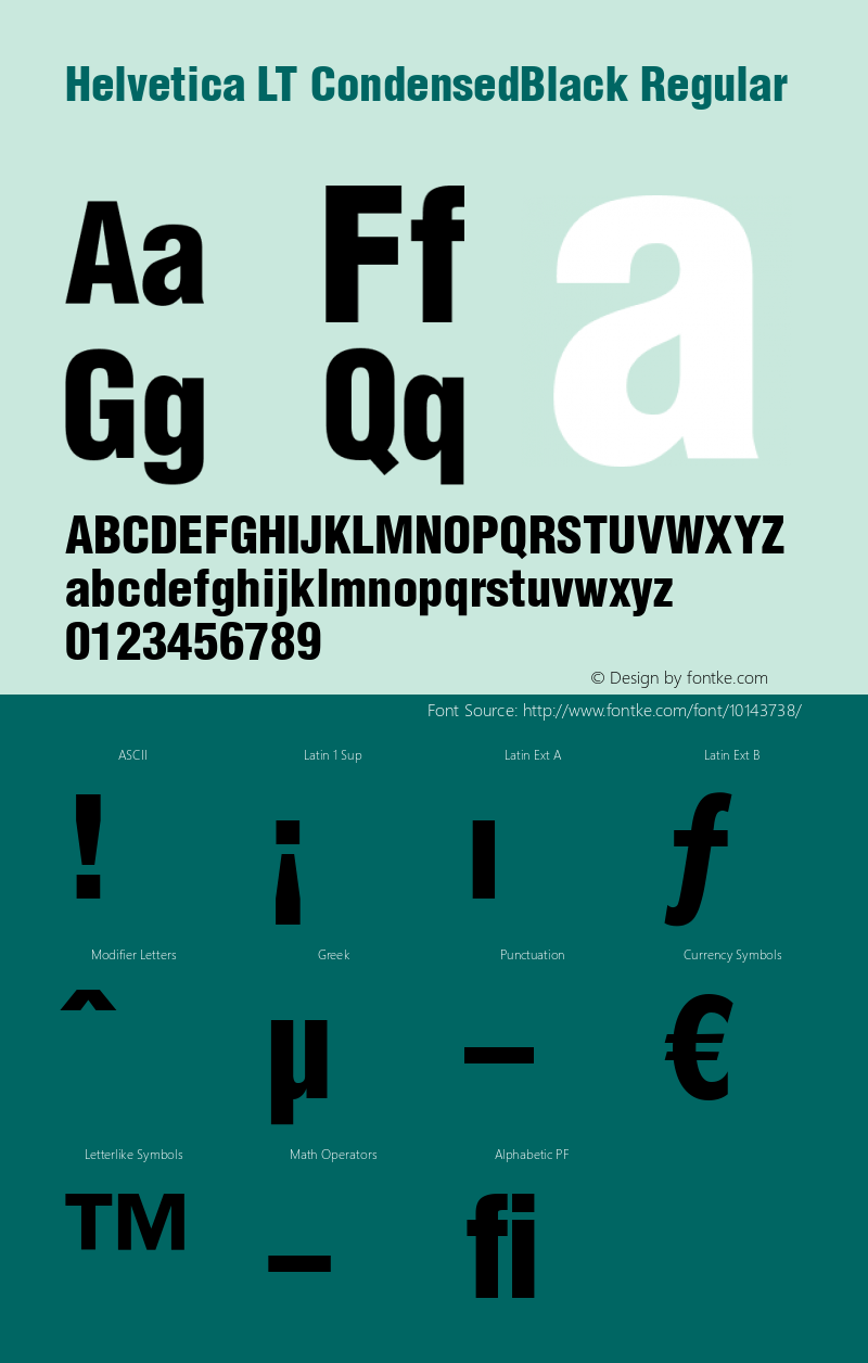 Helvetica LT CondensedBlack Regular Version 6.1; 2002图片样张