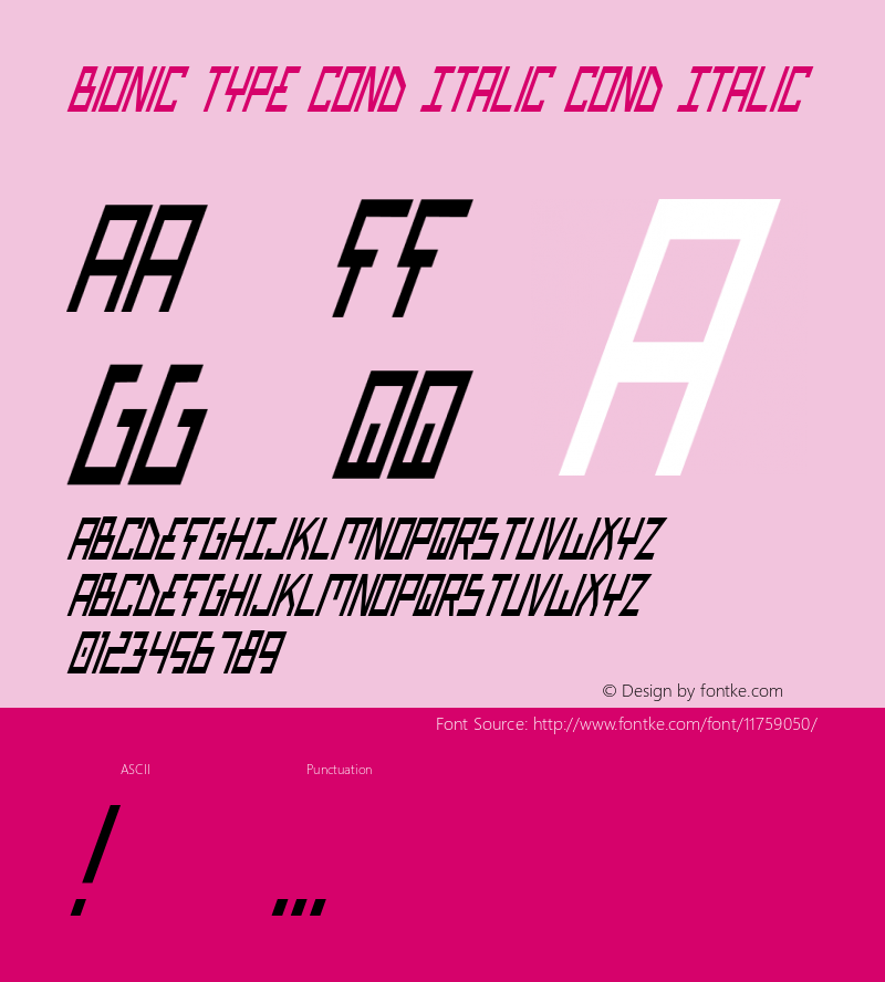 Bionic Type Cond Italic Cond Italic 1图片样张