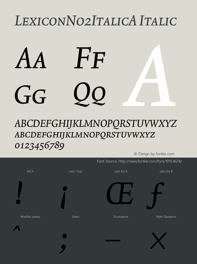 LexiconNo2ItalicA Italic Version 001.000图片样张