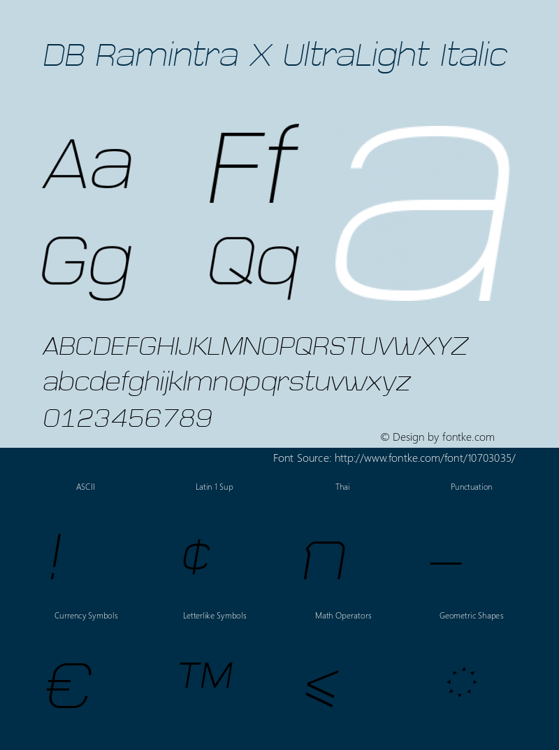 DB Ramintra X UltraLight Italic Version 3.100 2007图片样张