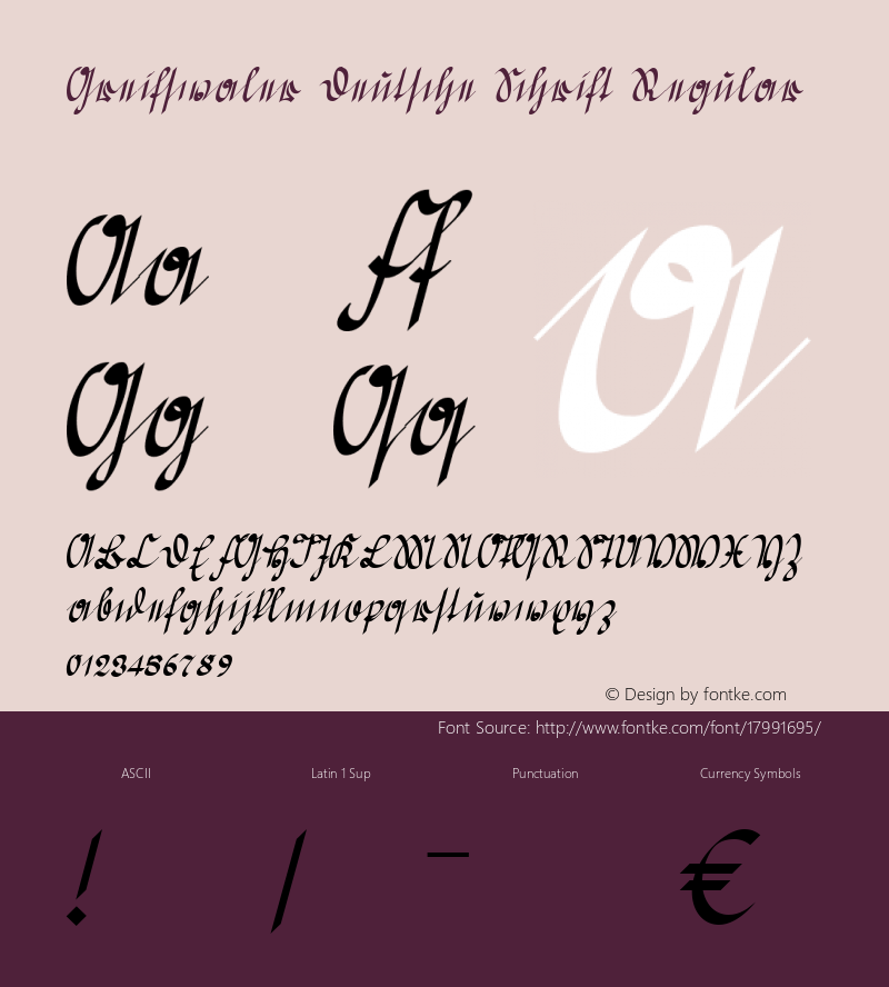 Greifswaler Deutsche Schrift Regular Version 0.000 2009 initial release图片样张