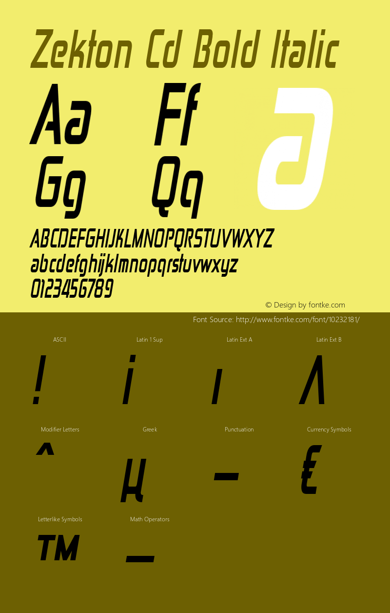 Zekton Cd Bold Italic Version 3.000图片样张