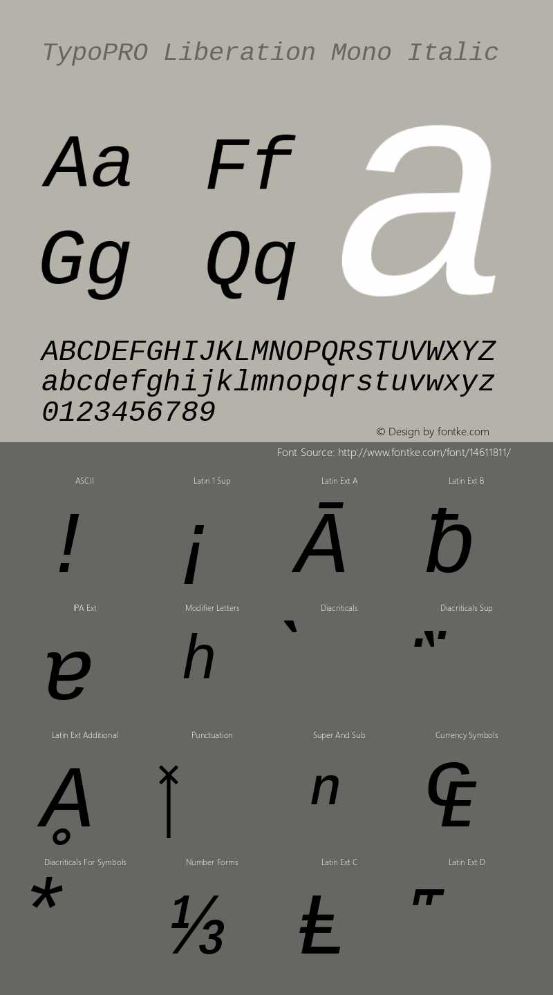 TypoPRO Liberation Mono Italic Version 2.00.1图片样张